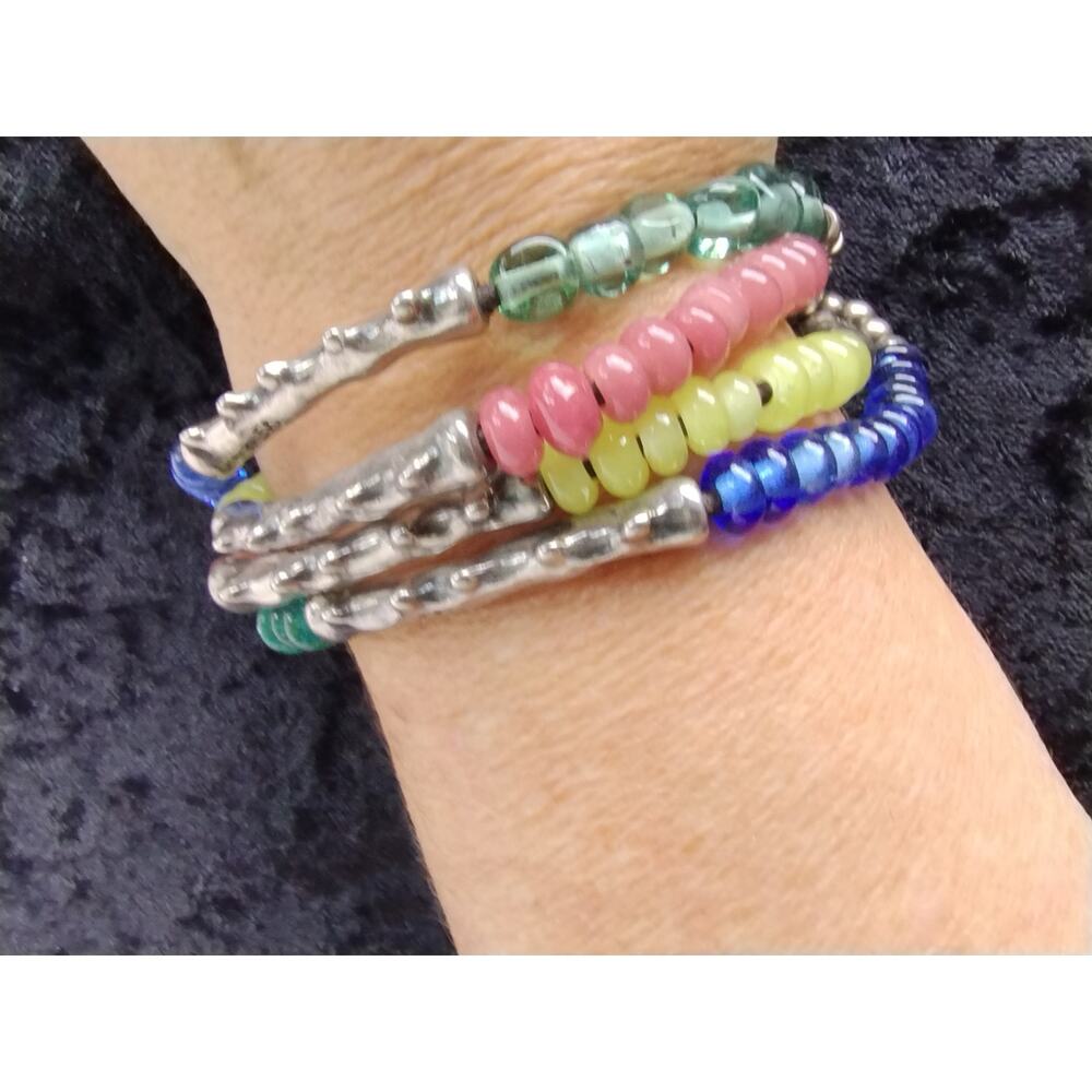 Uno De 50 Silver Plate & Glass Bead 'Como Una Ola' Ride The Wave Bracelet